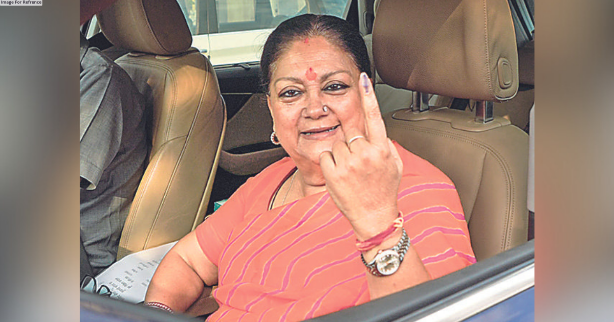 Raje casts vote along with grandson, gives blessings to son Dushyant Singh
